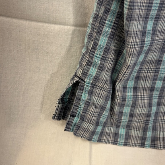 Men's Short Sleeve Blue Plaid Button Down Shirt from NorthCrest Size XL - Picture 4 of 7